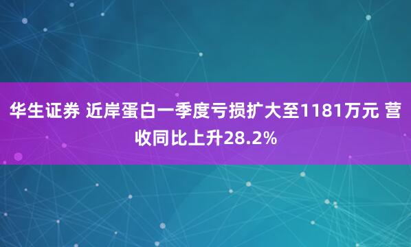 华生证券 近岸蛋白一季度亏损扩大至1181万元 营收同比上升28.2%